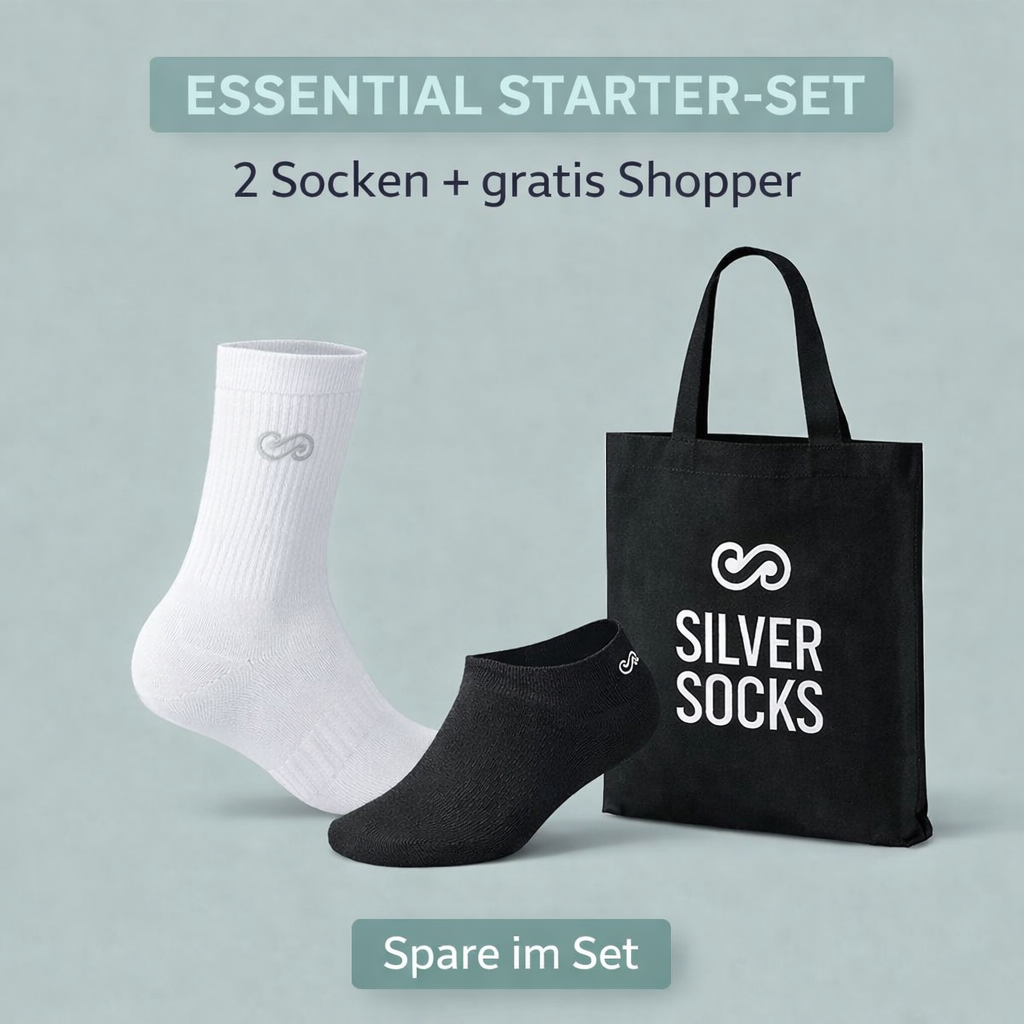 SilverSocks Essential Starter-Set – 2 Socken + Shopper gratis